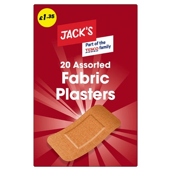 Jacks Assorted Fabric Plasters 20 pack