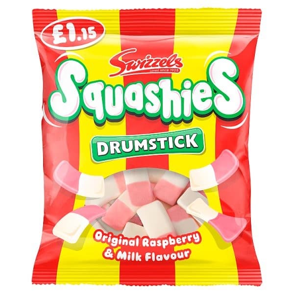 Swizzels Squashies Drumsticks Original Raspberry & Milk 120g